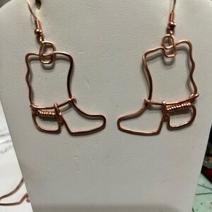 Copper Cowboy Boot Earrings